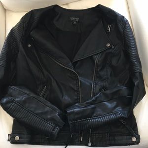 Black artificial leather jacket. Topshop size US 8